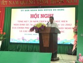 Ông Nguyễn Văn Lưu - UV BTV - Phó Chủ tịch UBND huyện - Trưởng Ban đại diện HĐQT NHCSXH huyện - Chủ trì Hội nghị phát biểu chỉ đạo